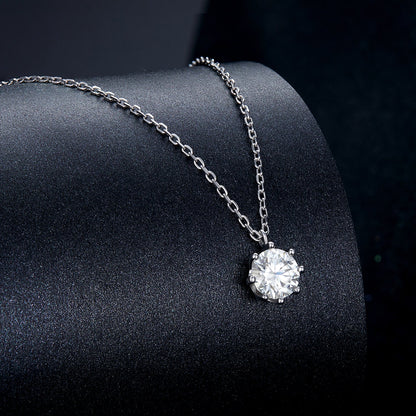 925 Sterling Silver Plated Platinum Moissanite Necklace 39+5cm for Women