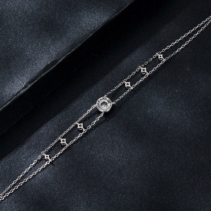 925 Sterling Silver 5.0mm Moissanite Bracelet with CZ and White Gold Plating for Women