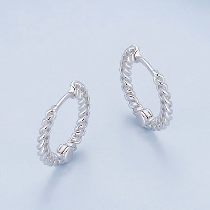 925 Sterling Silver Earrings Size 14*1.5mm Plated Platinum for Women