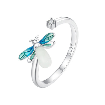 925 Sterling Silver White Gold Plated Enamel Pavé Setting CZ Ring