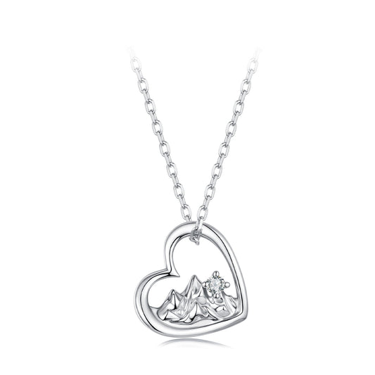 925 Sterling Silver White Gold Plated Necklace with CZ 40+5cm for Women
