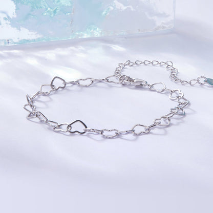 925 Sterling Silver Plated White Gold Adjustable Bracelet for Women