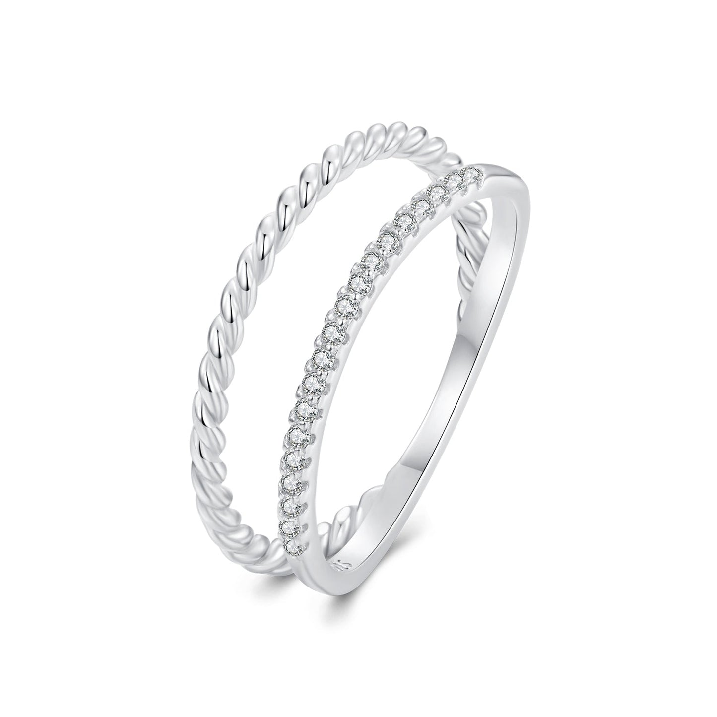 925 Sterling Silver Ring 6.0 Size with Pavé Setting CZ