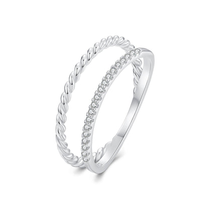 925 Sterling Silver Ring 6.0 Size with Pavé Setting CZ