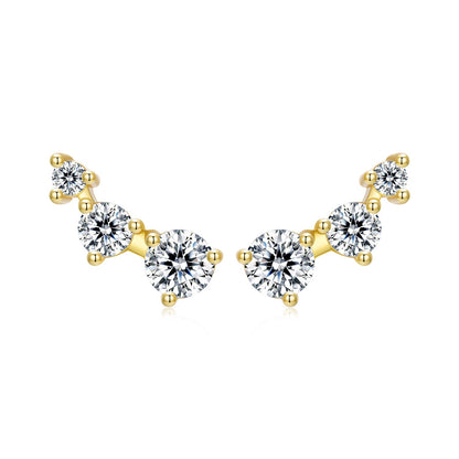 925 Sterling Silver Earrings with Pavé Setting CZ | Size 0.6*1.45cm for Women