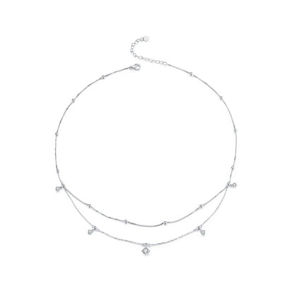 925 Sterling Silver Plated White Gold Moissanite Necklace 400+50mm for Women