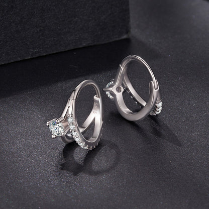 925 Sterling Silver Moissanite 0.3ct Earrings Size 1.2*0.6cm for Women