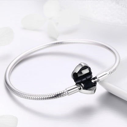 SCB 925 Sterling Silver Bracelet in Classic Style, Size 17.0 for Women