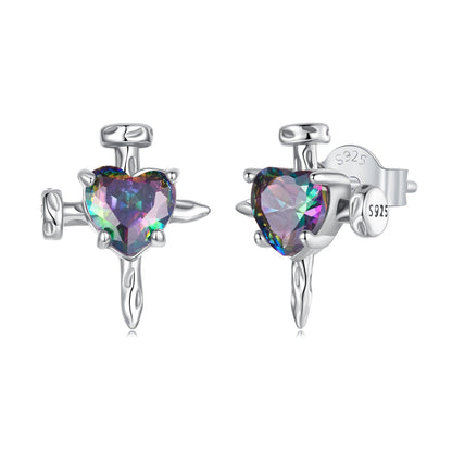 925 Sterling Silver Earrings with Transparent Glass for Women