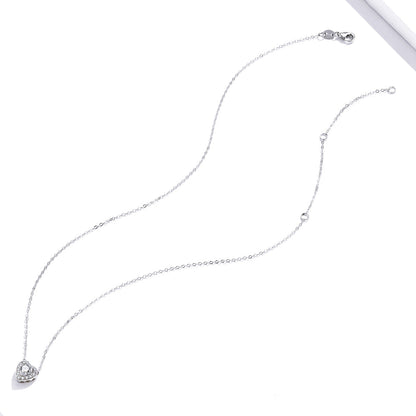 925 Sterling Silver Adjustable Cubic Zirconia Pendant Necklace for Women