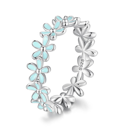 925 Sterling Silver Enamel Process Plated Platinum Ring Size 6 for Women