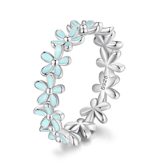 925 Sterling Silver Enamel Process Plated Platinum Ring Size 6 for Women