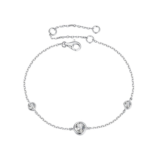 Bracelet en argent sterling 925 avec moissanite de 5 mm et moissanite de 3 mm pour femme