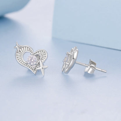 925 Sterling Silver Earrings with Pavé Setting CZ in White Gold