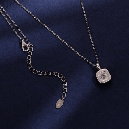 925 Sterling Silver Moissanite 1.4x1.0cm White Gold Plated Necklace 40+5cm for Women