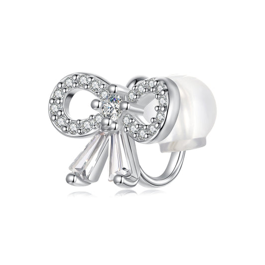 925 Sterling Silver Earrings with White Gold Plating, 0.9x1.2cm for Women
