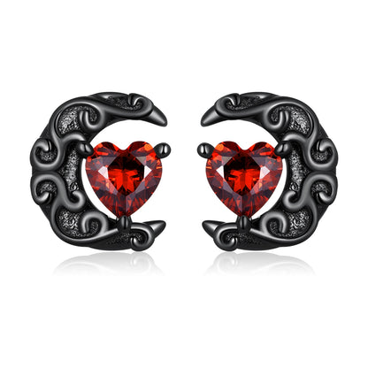 925 Sterling Silver Earrings with Pavé Setting CZ in Black Gold Plating