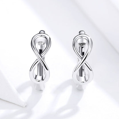 925 Sterling Silver Earrings - 1.2*0.4cm, Platinum Plated for Women