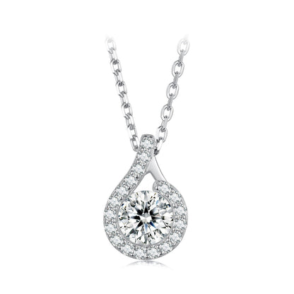 925 Sterling Silver Moissanite Necklace with CZ, 400mm Length, 15x10mm Pendant for Women