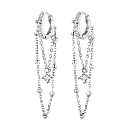 925 Sterling Silver Pavé Setting CZ Earrings for Women