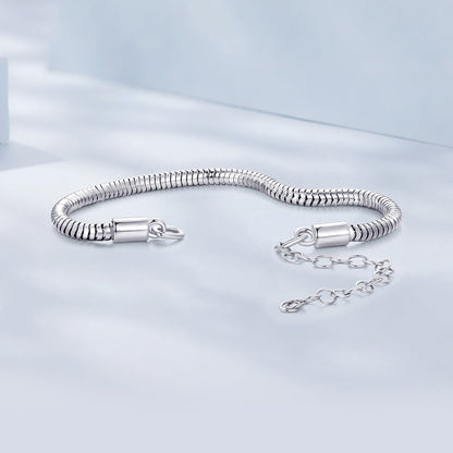 925 Sterling Silver Plated Platinum 140mm Chain Thickness 3mm Bracelet for Women