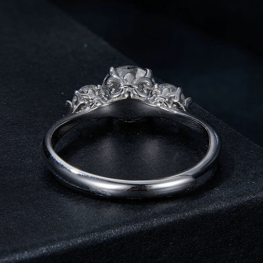 Bague en argent sterling 925 avec moissanite 6,5 mm 1 carat, taille E pour femme