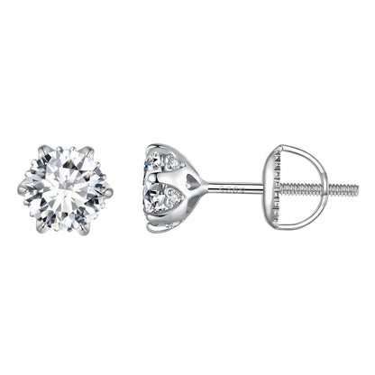 925 Sterling Silver 6.5mm Moissanite Earrings for Women