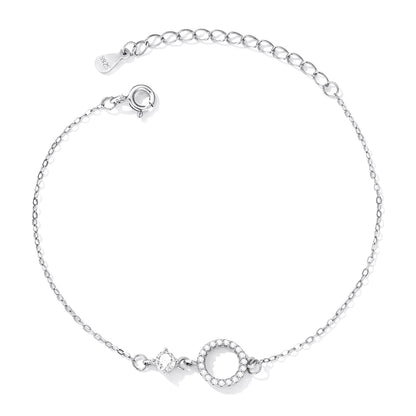 925 Sterling Silver Adjustable Bracelet with Pavé Set CZ for Women