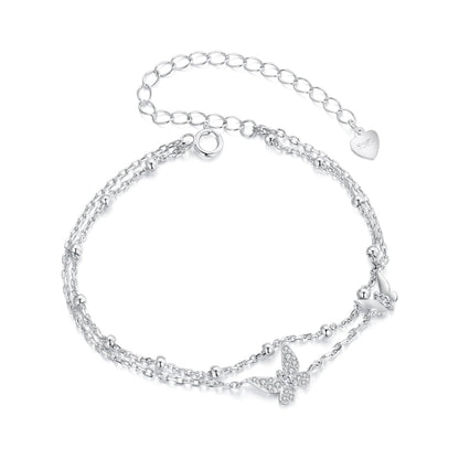 925 Sterling Silver Bracelets with Platinum Plating and CZ Stones - 150+60mm