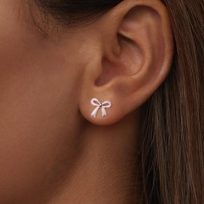925 Sterling Silver Earrings with Enamel Process and White Gold Plating