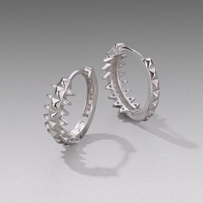 925 Sterling Silver White Gold Plated 1.6cm Pavé CZ Hoop Earrings for Women