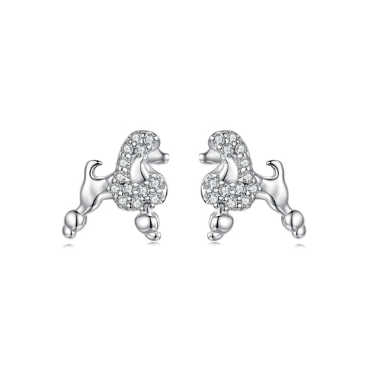 925 Sterling Silver White Gold Plated Pavé CZ Earrings