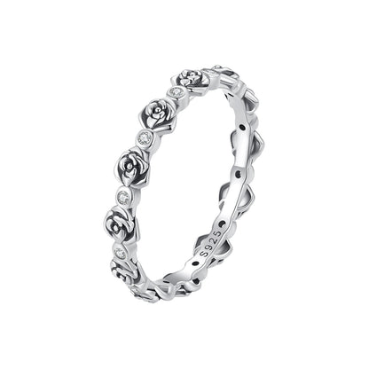 925 Sterling Silver Ring with Pavé Setting CZ - Size 6.0 - Oxidized Silver