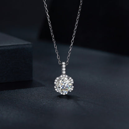 925 Sterling Silver Moissanite Pendant Necklace for Women - 45cm