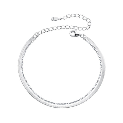 925 Sterling Silver 15+6cm White Gold Plated Bracelet for Women