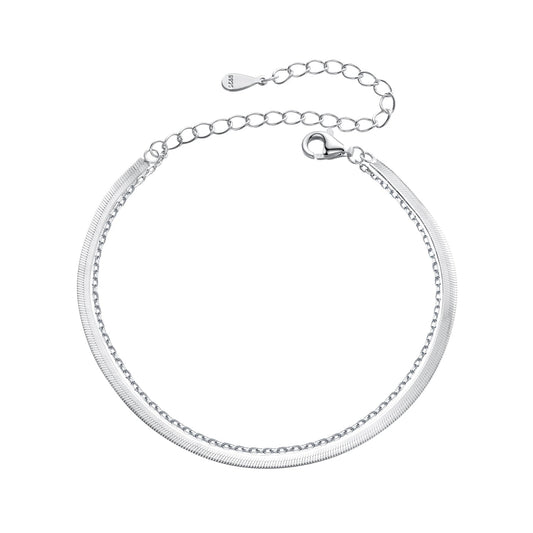 925 Sterling Silver 15+6cm White Gold Plated Bracelet for Women