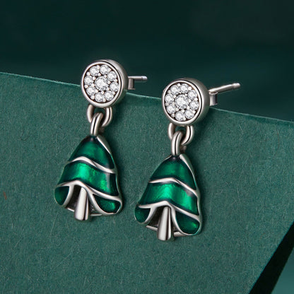 925 Sterling Silver Earrings with Enamel and Pavé Set CZ in Oxidized Silver