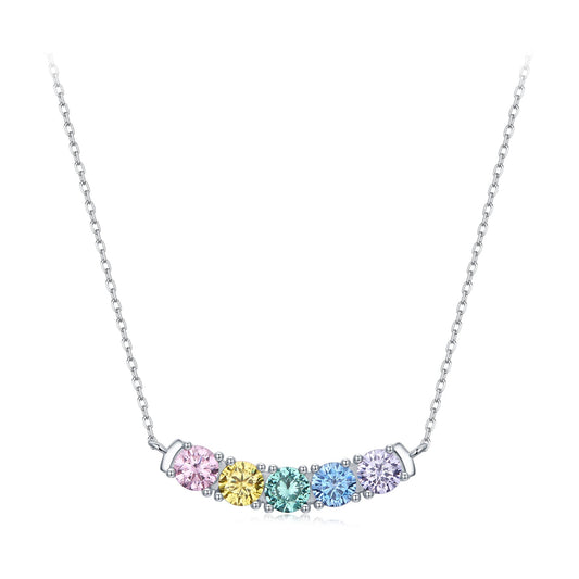 925 Sterling Silver White Gold Plated 40+5cm Necklace with Pavé Setting CZ for Women
