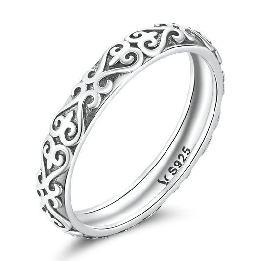 925 Oxidized Silver 0.3cm Ring Size 6.0 for Women