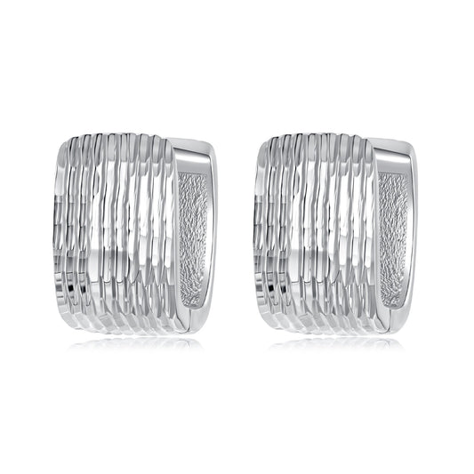 925 Sterling Silver Earrings for Women with White Gold Plating - 1.1cm x 0.7cm
