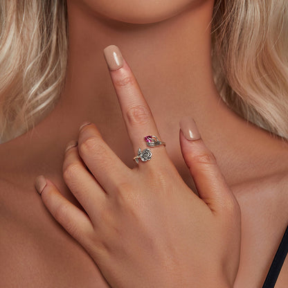 925 Sterling Silver Ring with Pavé Setting CZ, Width 0.15cm, Women's Jewelry