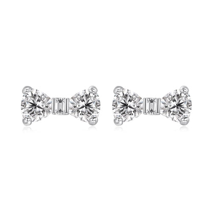 925 Sterling Silver Earrings with Pavé Setting CZ and White Gold Plating