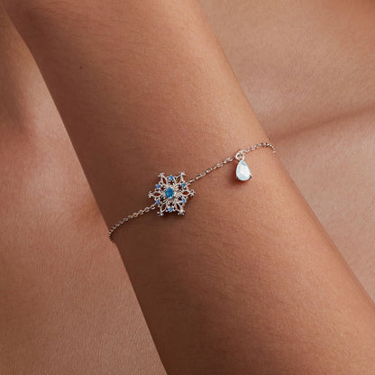 925 Sterling Silver Plated Platinum Bracelets with Ice Flower Zirconia for Women