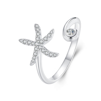 925 Sterling Silver Pavé Setting White Gold Ring for Women