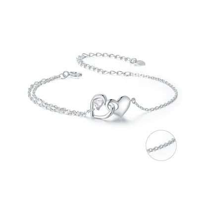 925 Sterling Silver Bracelet with Pave Setting CZ and White Gold Plating