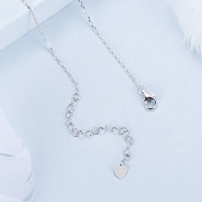 925 Sterling Silver White Gold Plated Necklace with CZ Pavé Setting for Women