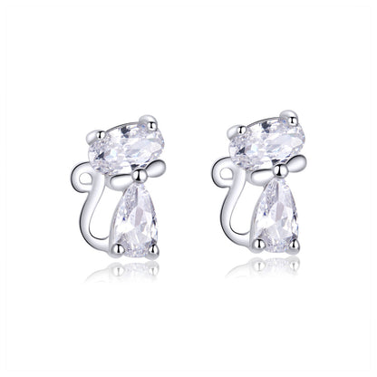 925 Sterling Silver Plated Platinum Earrings with Pavé Setting CZ for Women