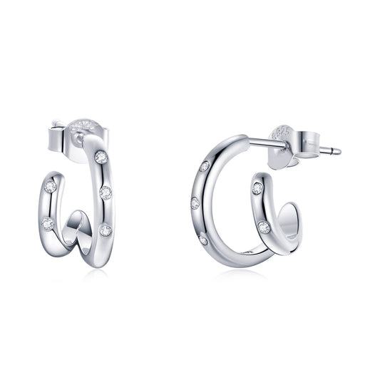Boucles d'oreilles en argent sterling 925 avec zircons cubiques sertis pavé