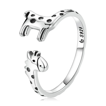 925 Sterling Silver Oxidized Giraffe Ring for Women