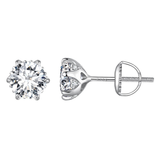 925 Sterling Silver 6.5mm Moissanite Earrings for Women